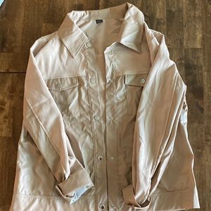 Tan/beige oversized leather jacket size large